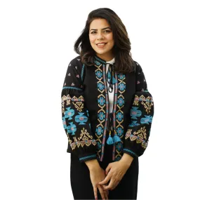 Embroidered Cotton Jacket | Indigo Oasis