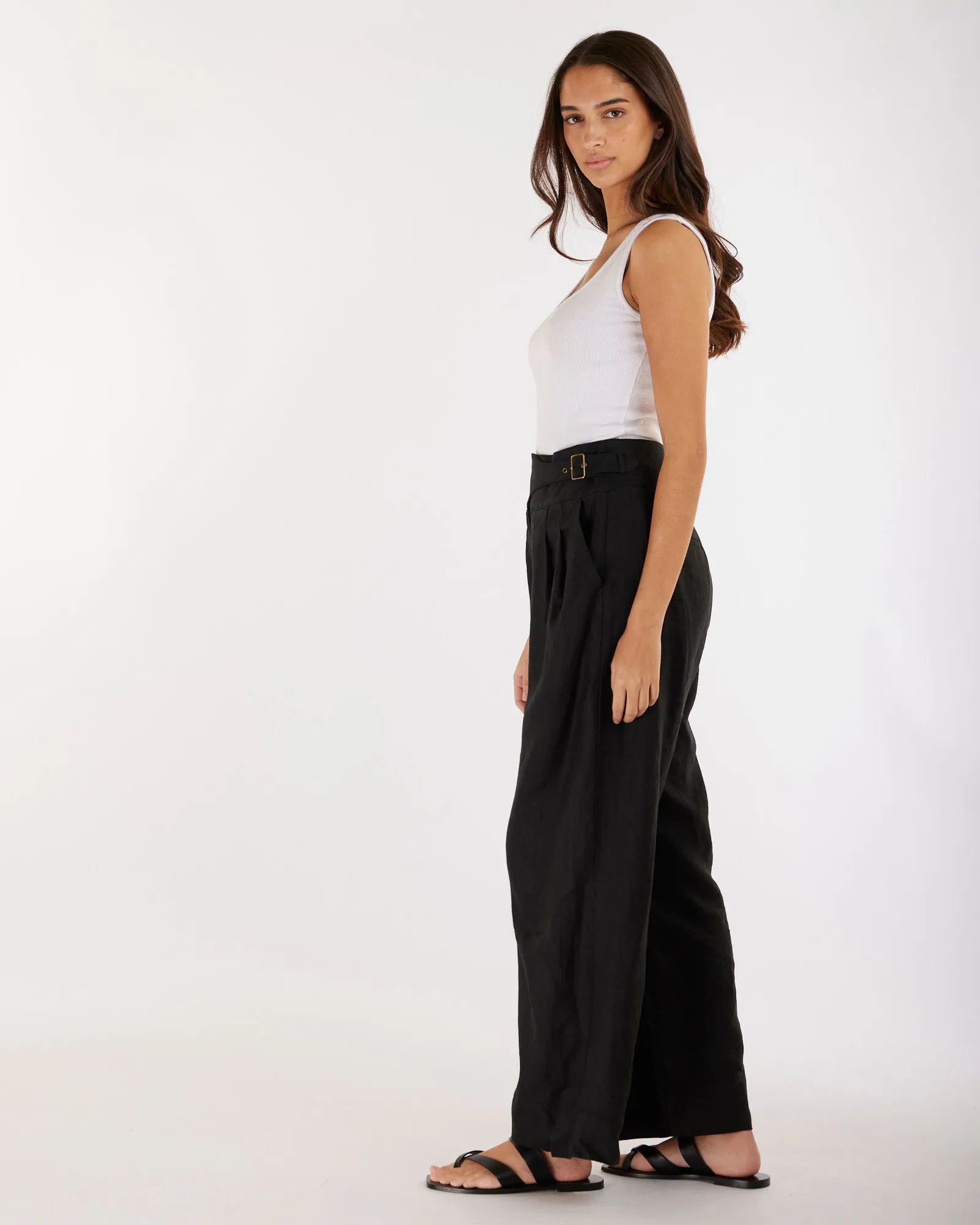 Eugene Linen Pant - Black