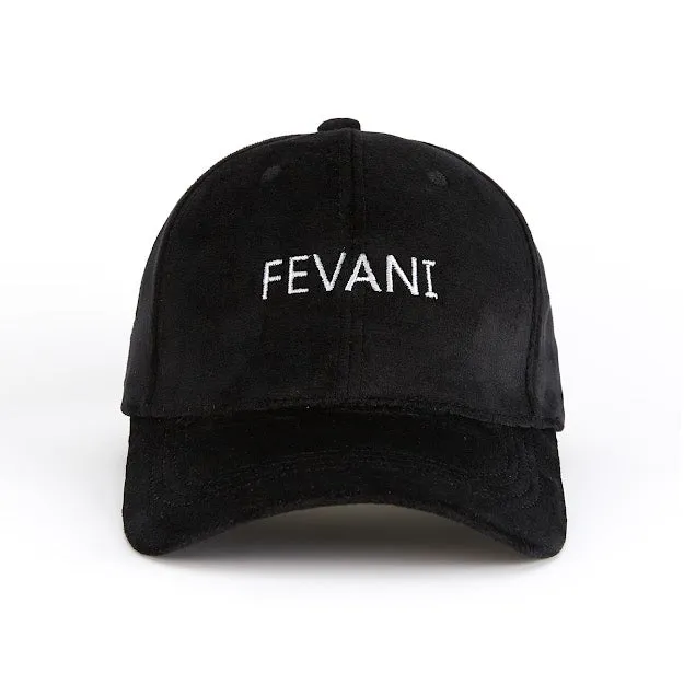 Fevani Baseball Cap in Velour Black/ White