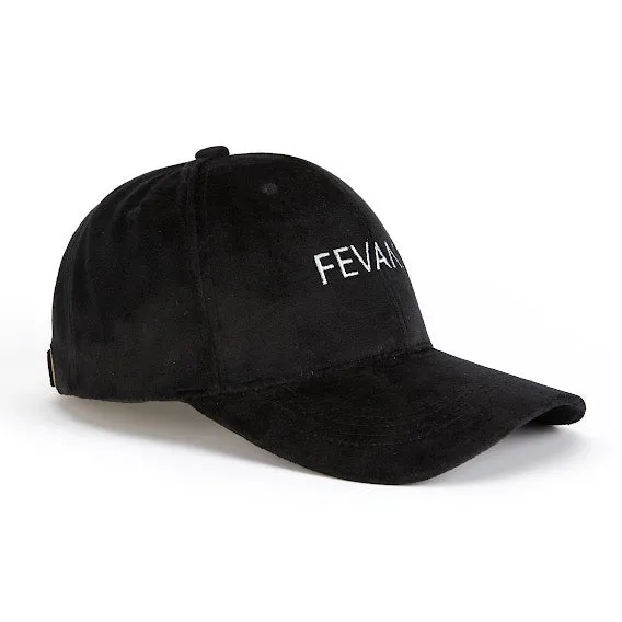 Fevani Baseball Cap in Velour Black/ White