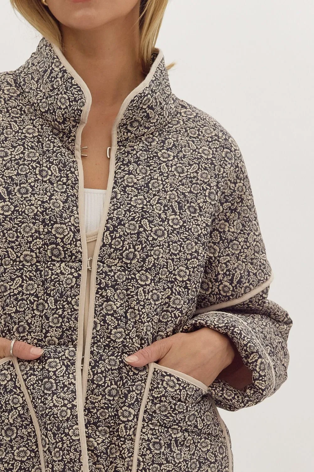 Floral Print Quilted Jacket