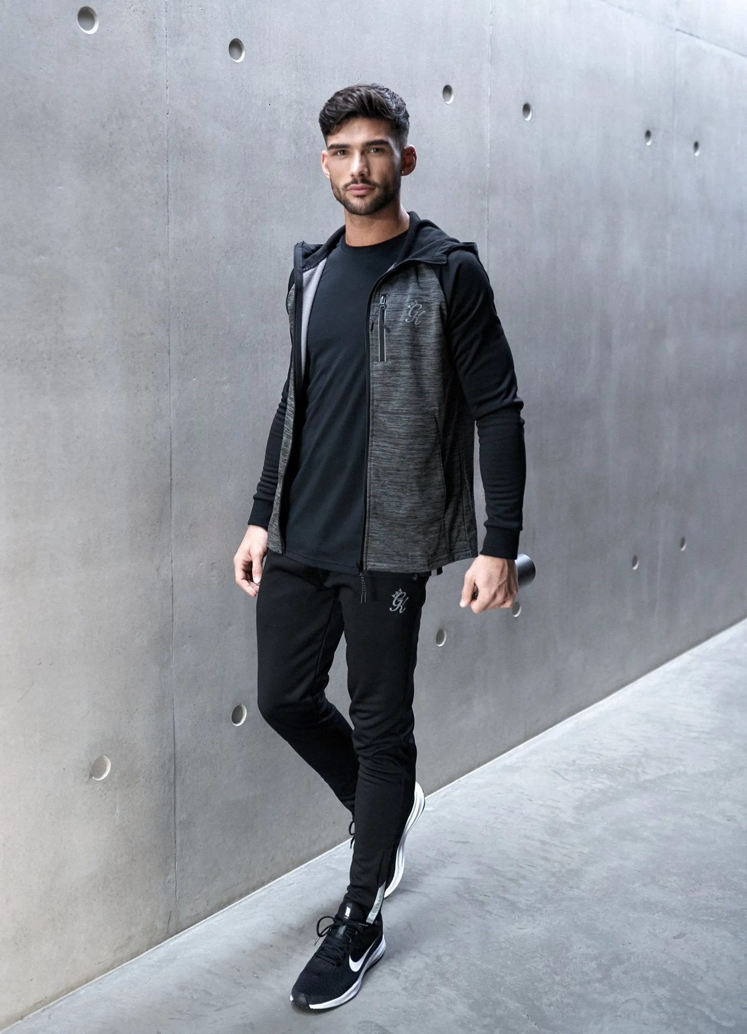 GK Olympus Full Zip Hoodie - Black/Charcoal Marl