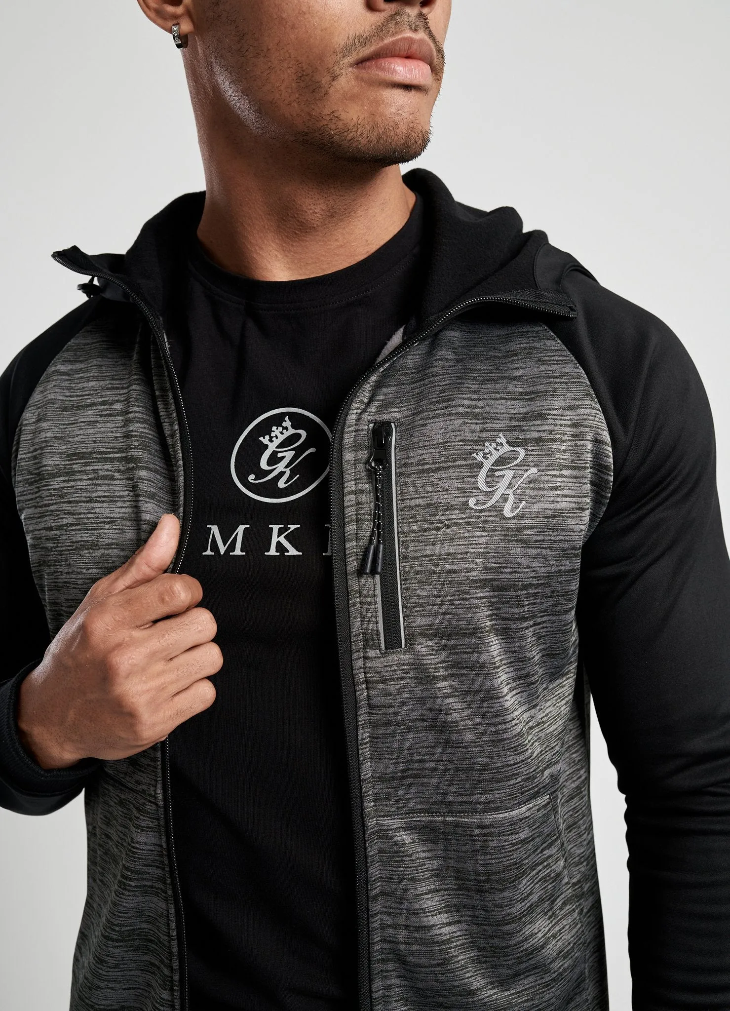 GK Olympus Full Zip Hoodie - Black/Charcoal Marl