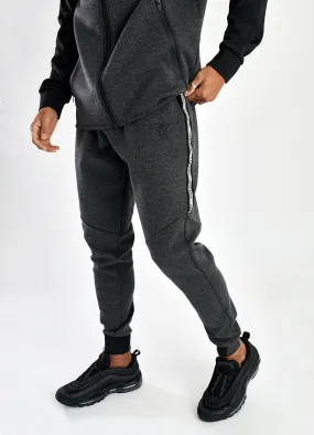 Gym King Lombardi Reflective Poly Tracksuit Bottoms - Charcoal Marl/Black