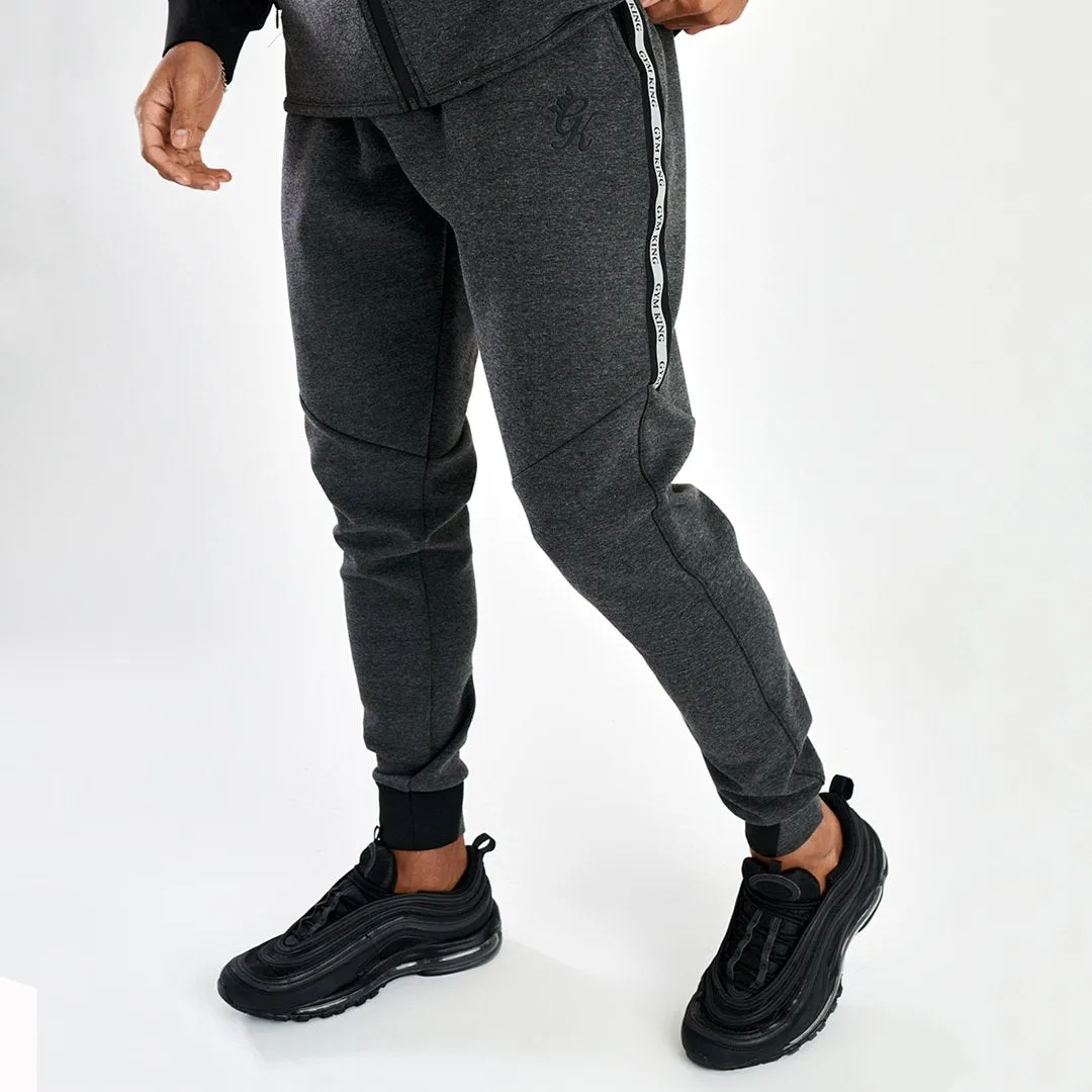 Gym King Lombardi Reflective Poly Tracksuit Bottoms - Charcoal Marl/Black