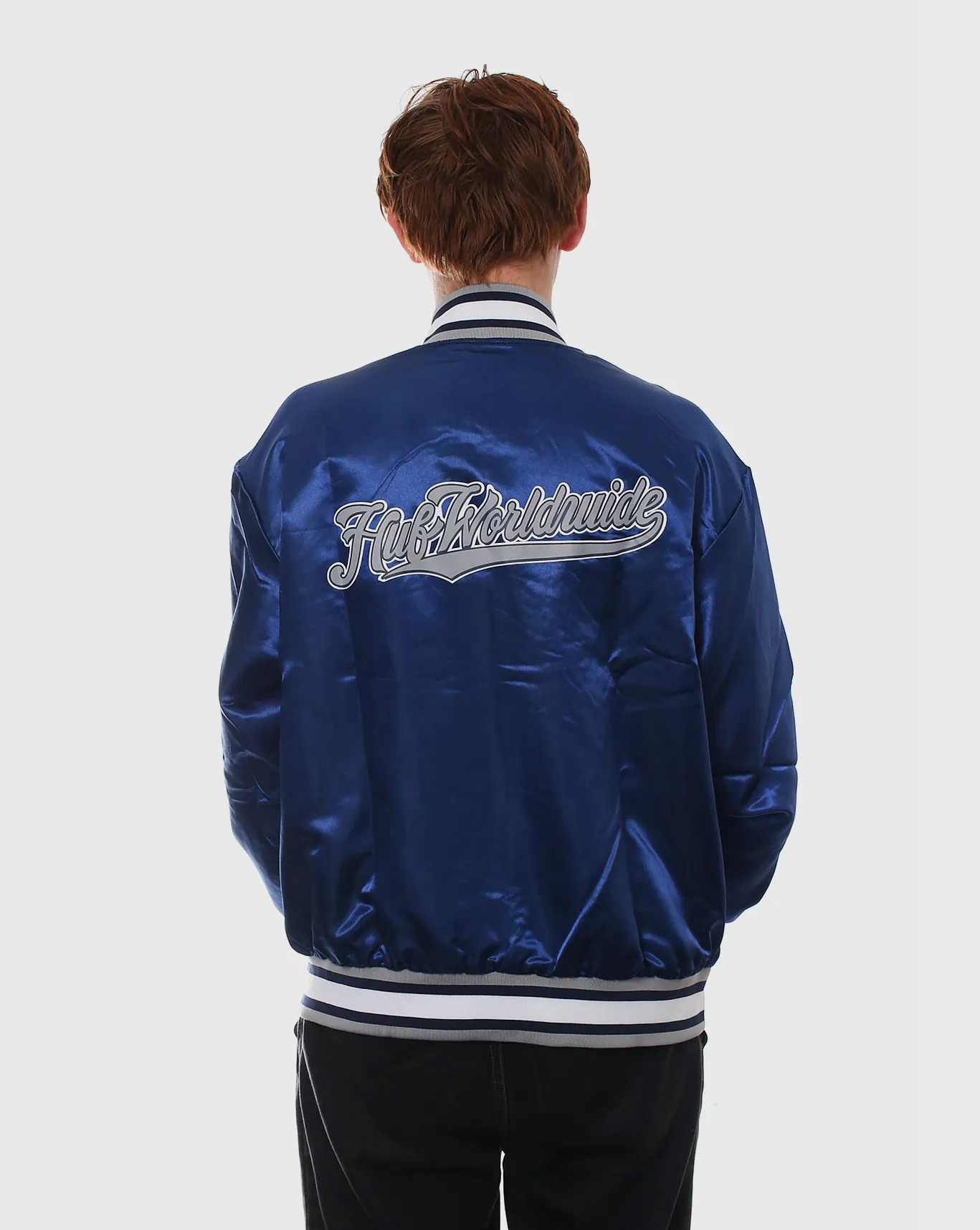 Huf Crackerjack Satin Baseball Jacket - Navy - Sale