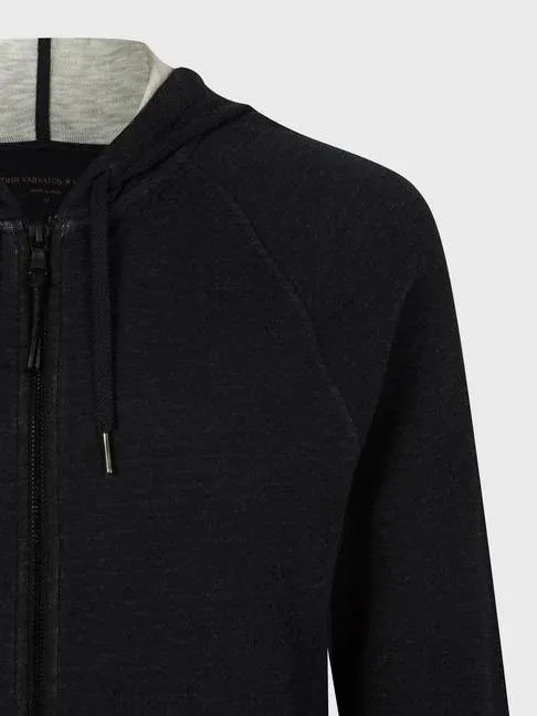 John Varvatos Plaited Hoody, Black