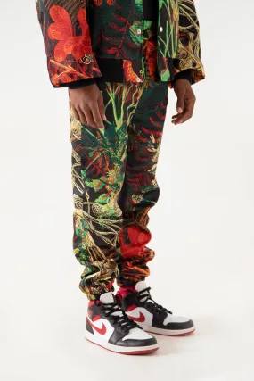 JUNGLE PRINTED SATIN SWEATPANTS