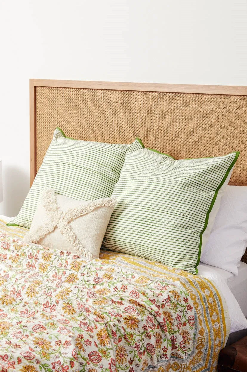 Kantha European Pillowcase Lime Green