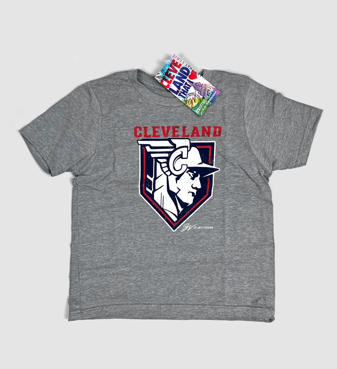 Kids Cleveland Baseball Statue T shirt