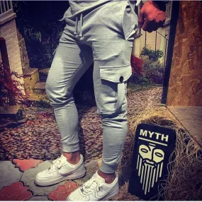 Light Gray Cargo Pocket Jogger Pant HB4 Streetwear Jogger Pants