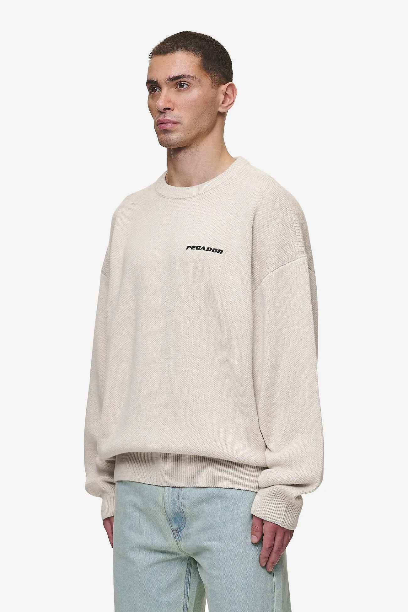 Logo Oversized Knit Sweater Light Beige