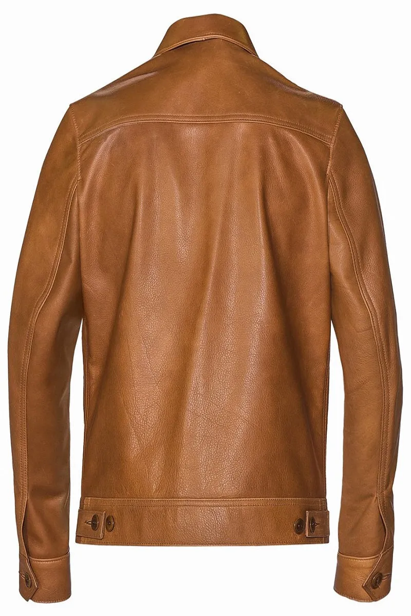 Men Light Brown Leather Jacket