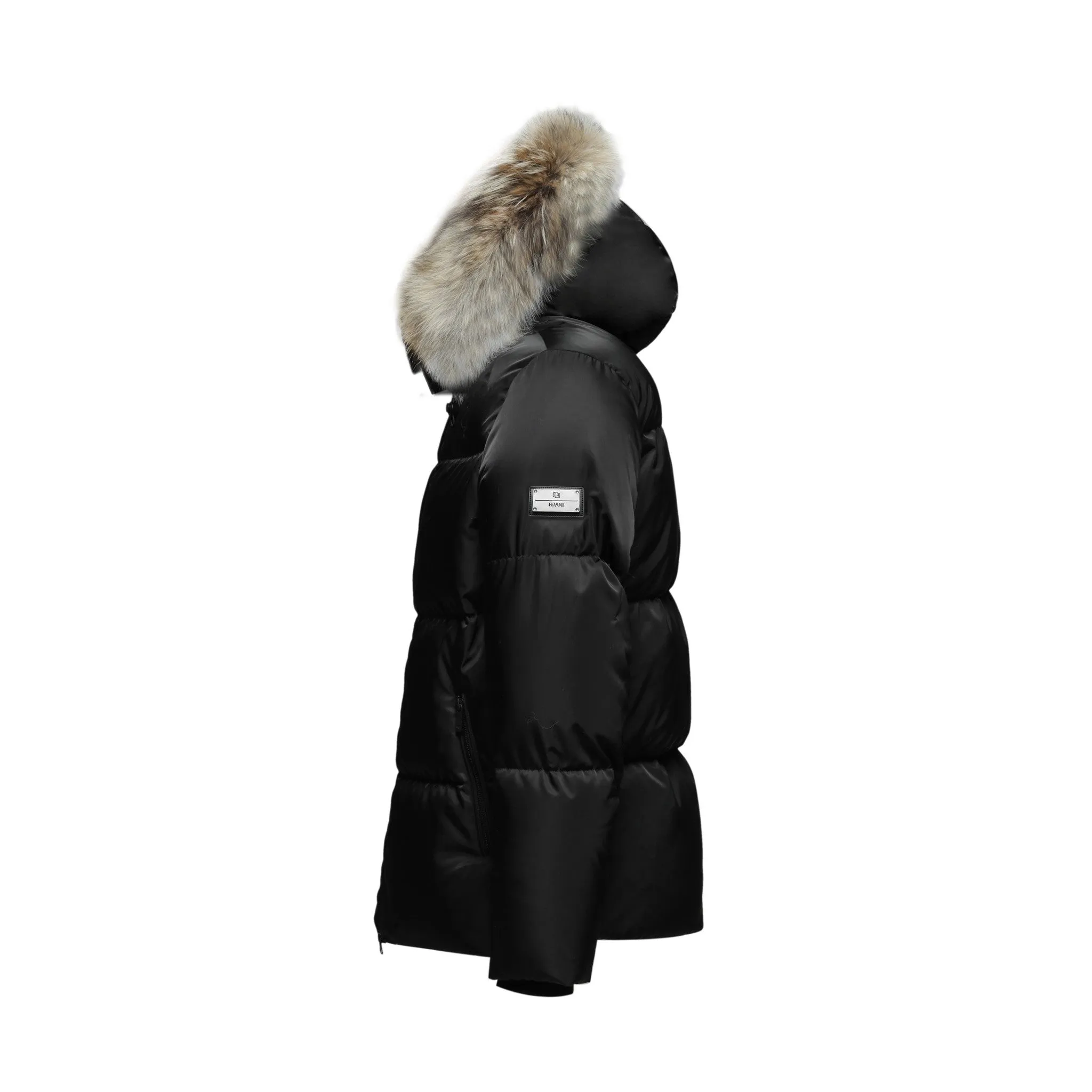 Men's Arctic Emperor Down Puffer Jacket in Black (Light Fox Hood Trim)