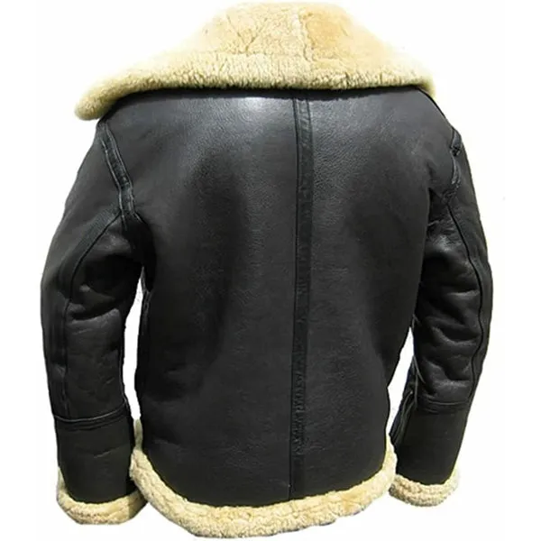 Men's Black B3 RAF Aviator Bomber Pilot Flight Shearling Sheepskin Jacket