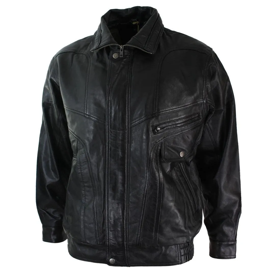 Mens Classic Bomber Black Nubuck Washed Brown Real Leather Jacket