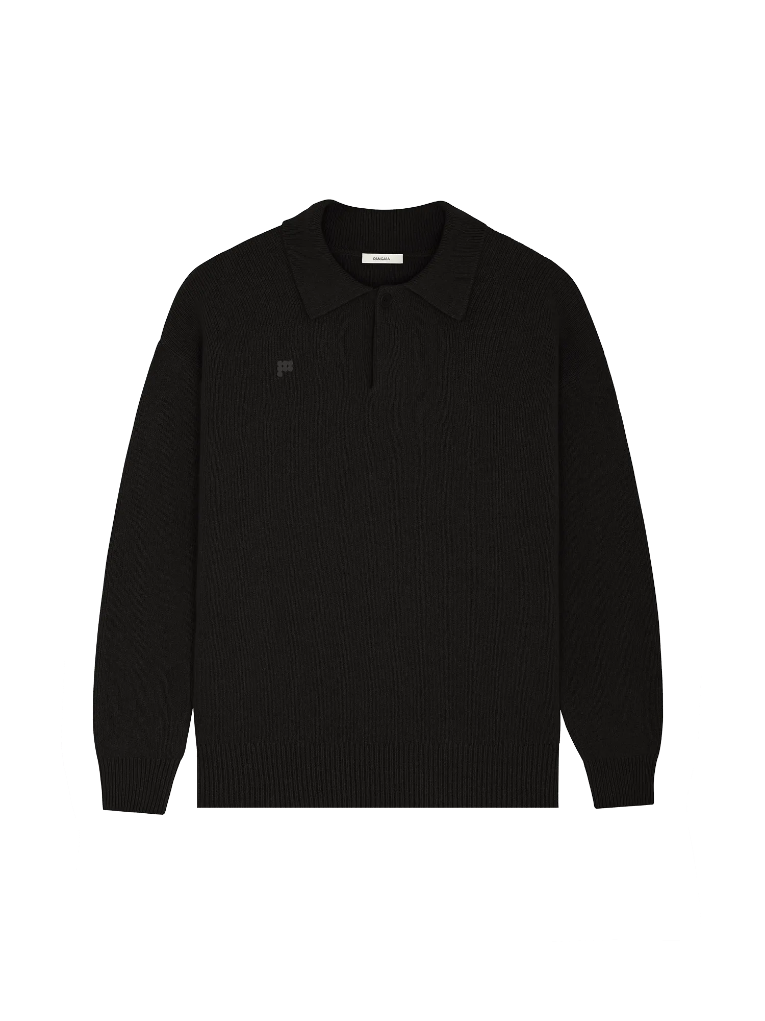 Mens DNA Recycled Cashmere Polo Sweater—black