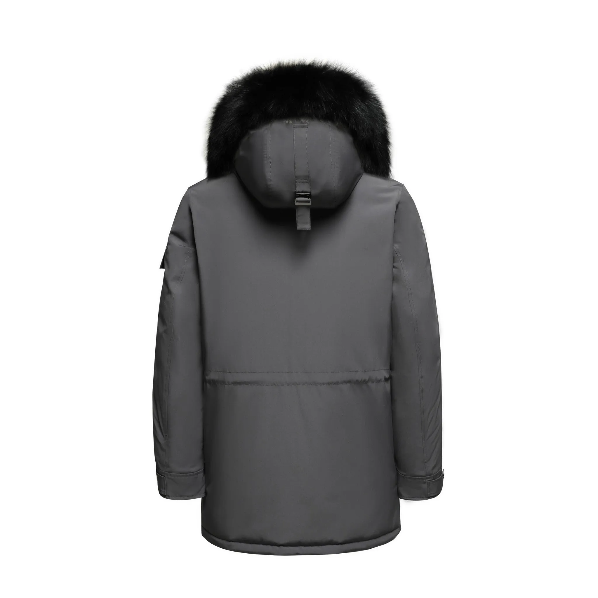 Men's Majestic Down Parka Jacket in Grey (Black Fox Hood Trim)