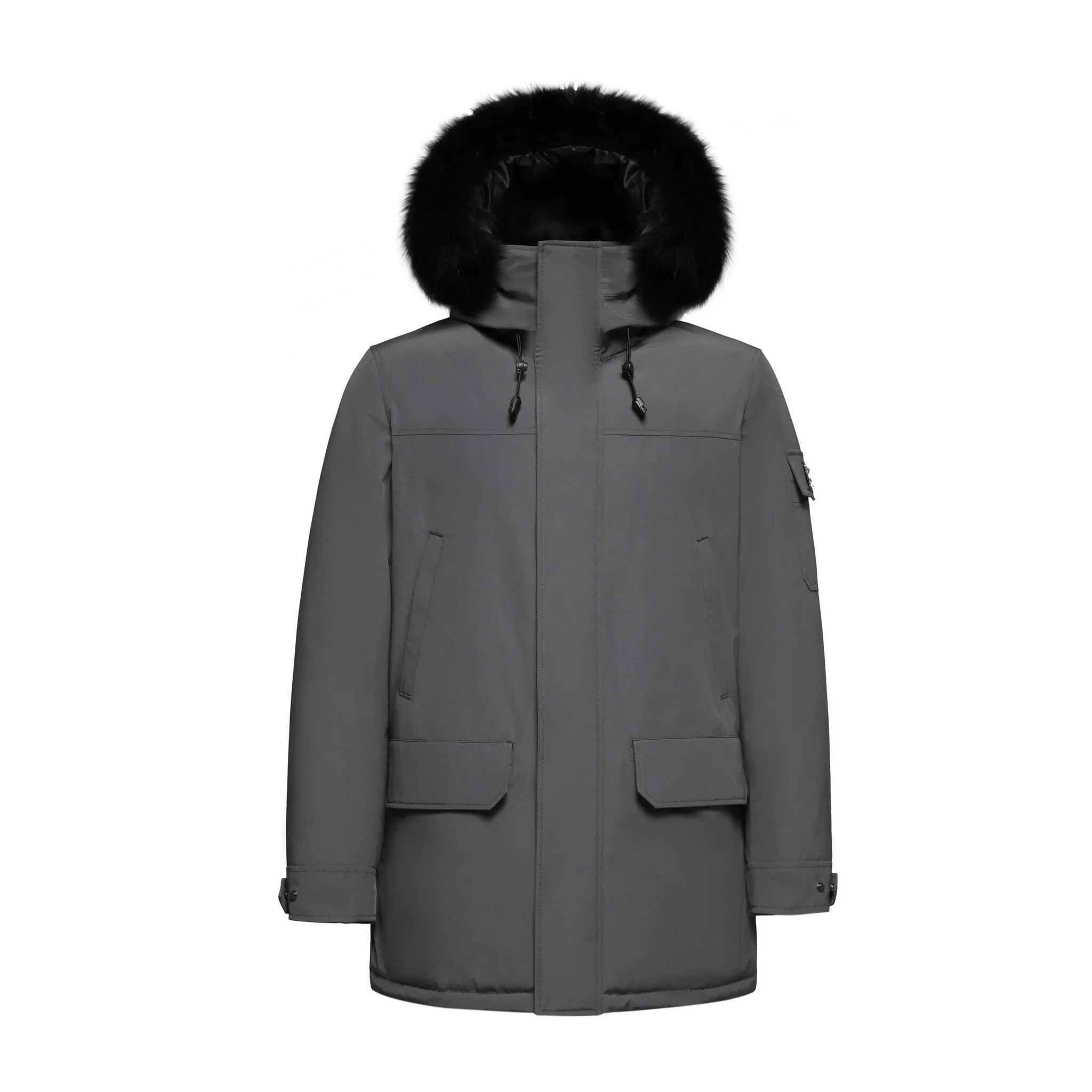 Men's Majestic Down Parka Jacket in Grey (Black Fox Hood Trim)