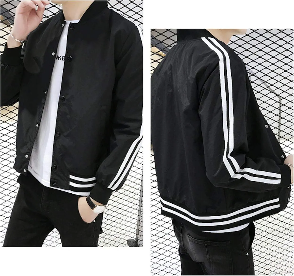 Mens Striped Baseball Jacket