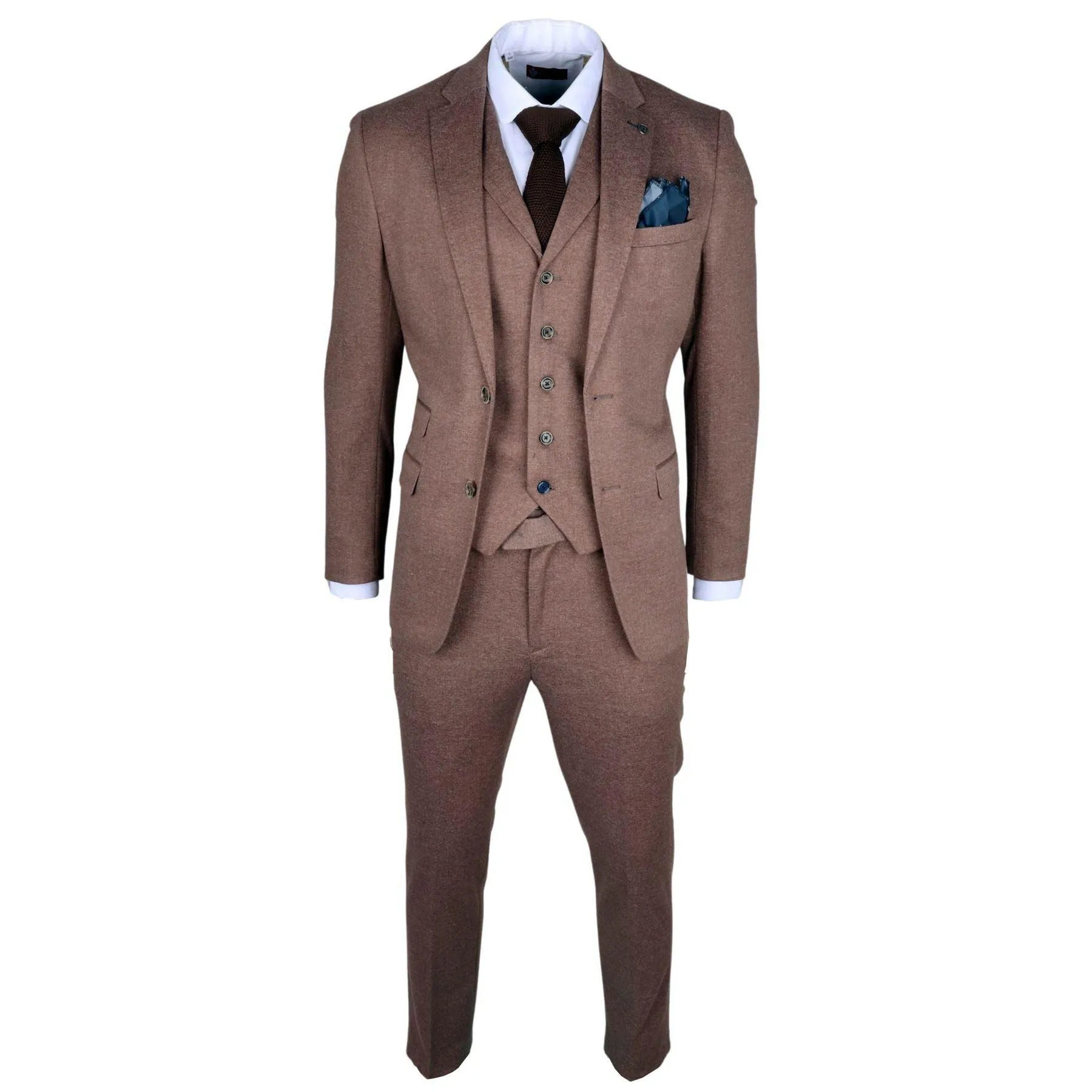 Men's Suit 3 Piece Brown Wedding Formal Dress