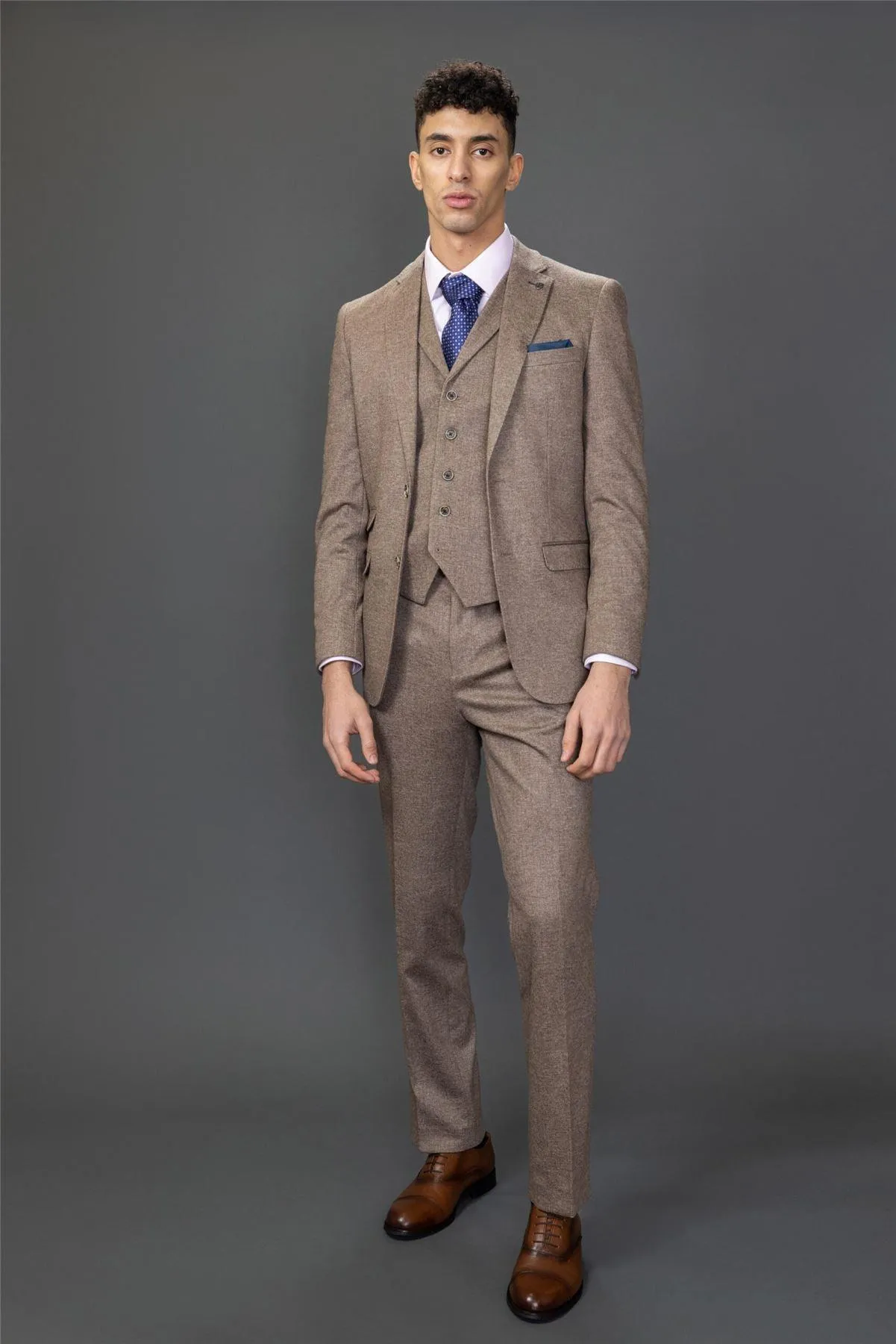 Men's Suit 3 Piece Brown Wedding Formal Dress