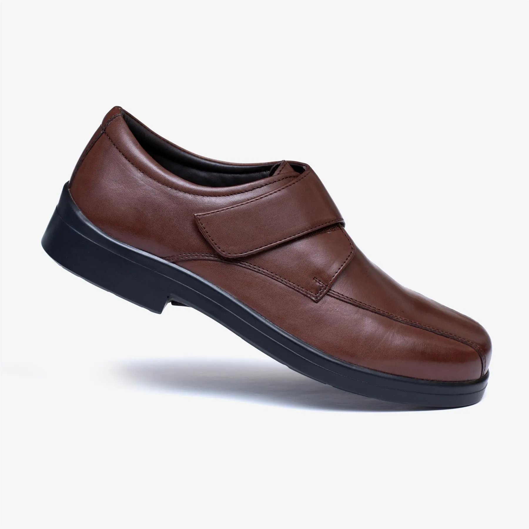 Mens Wide Fit Tredd Well Peter Velcro Shoes - Dark Brown