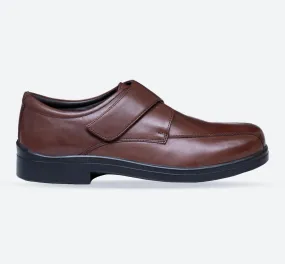 Mens Wide Fit Tredd Well Peter Velcro Shoes - Dark Brown