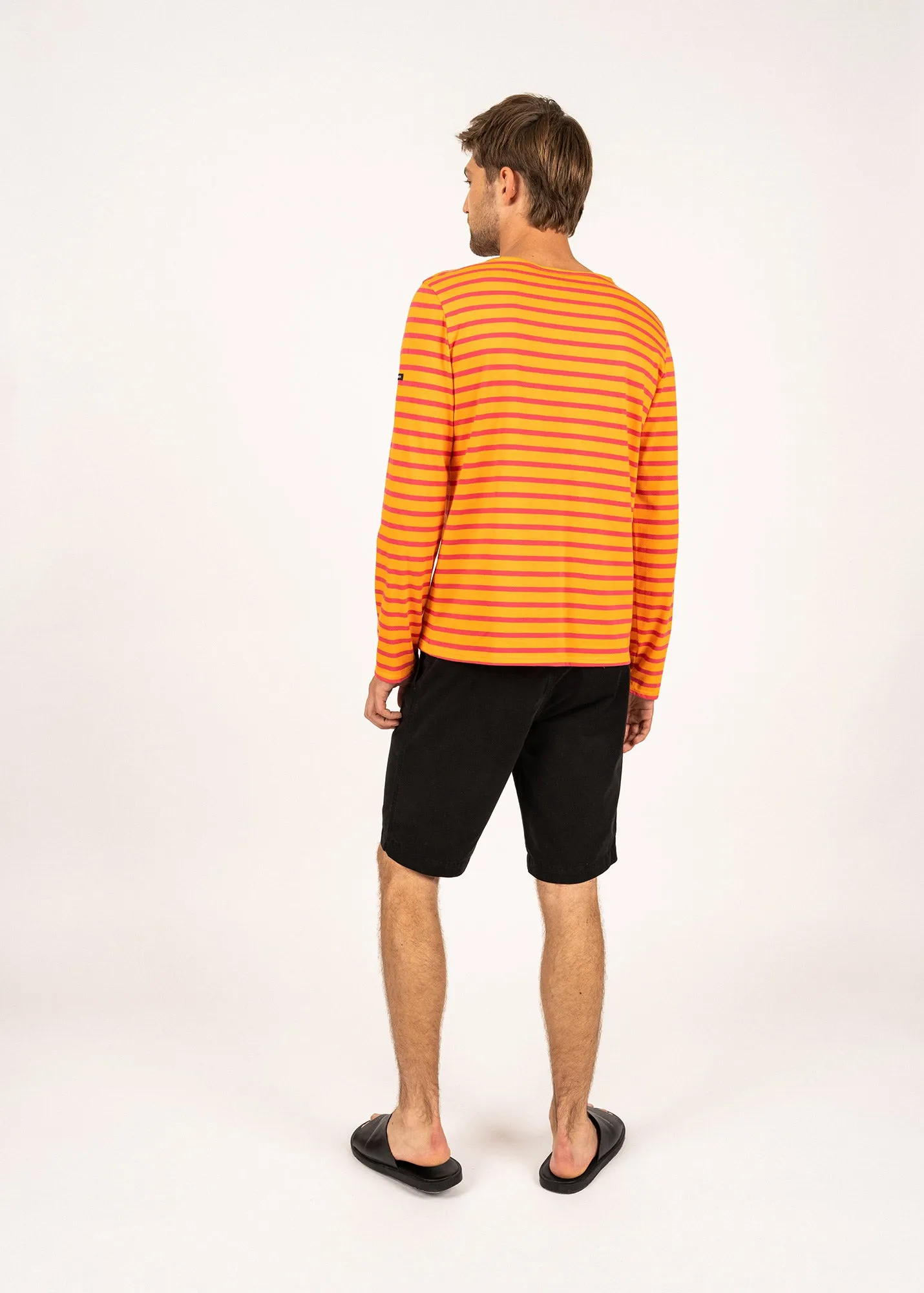 Minquiers unisex striped sailor shirt - regular fit, in light cotton (TANGERINE/DRAGON)