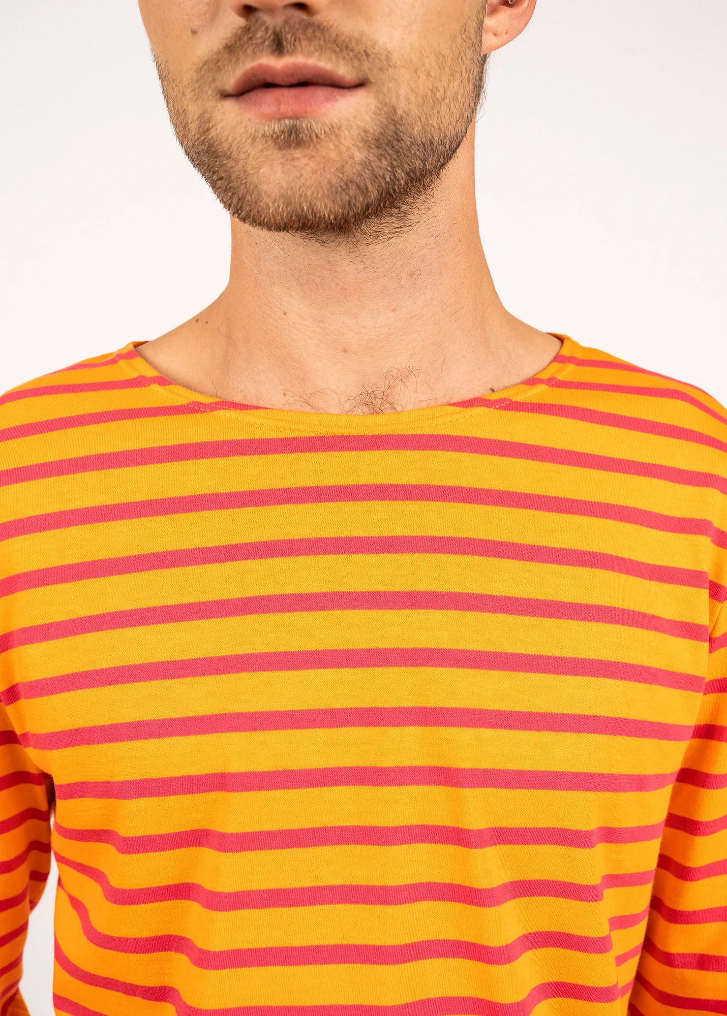 Minquiers unisex striped sailor shirt - regular fit, in light cotton (TANGERINE/DRAGON)