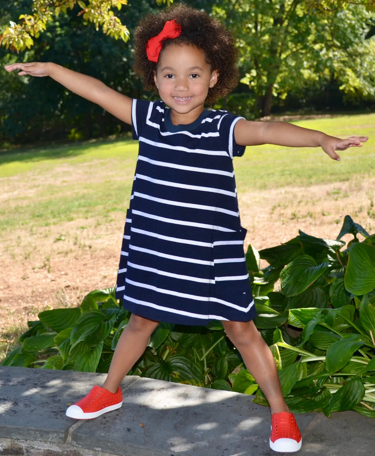 Navy Stripe Girl Everyday Play Dress