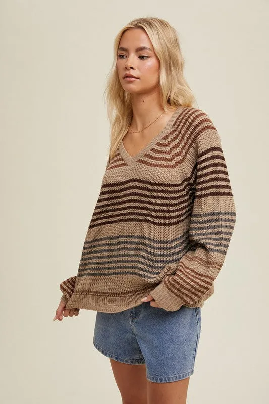 New Adventure Striped Vneck Sweaters - 2 Colors!