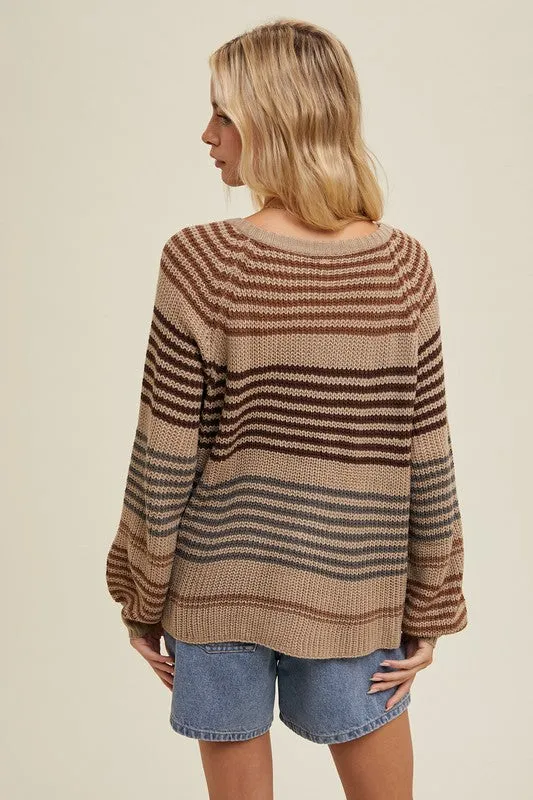 New Adventure Striped Vneck Sweaters - 2 Colors!