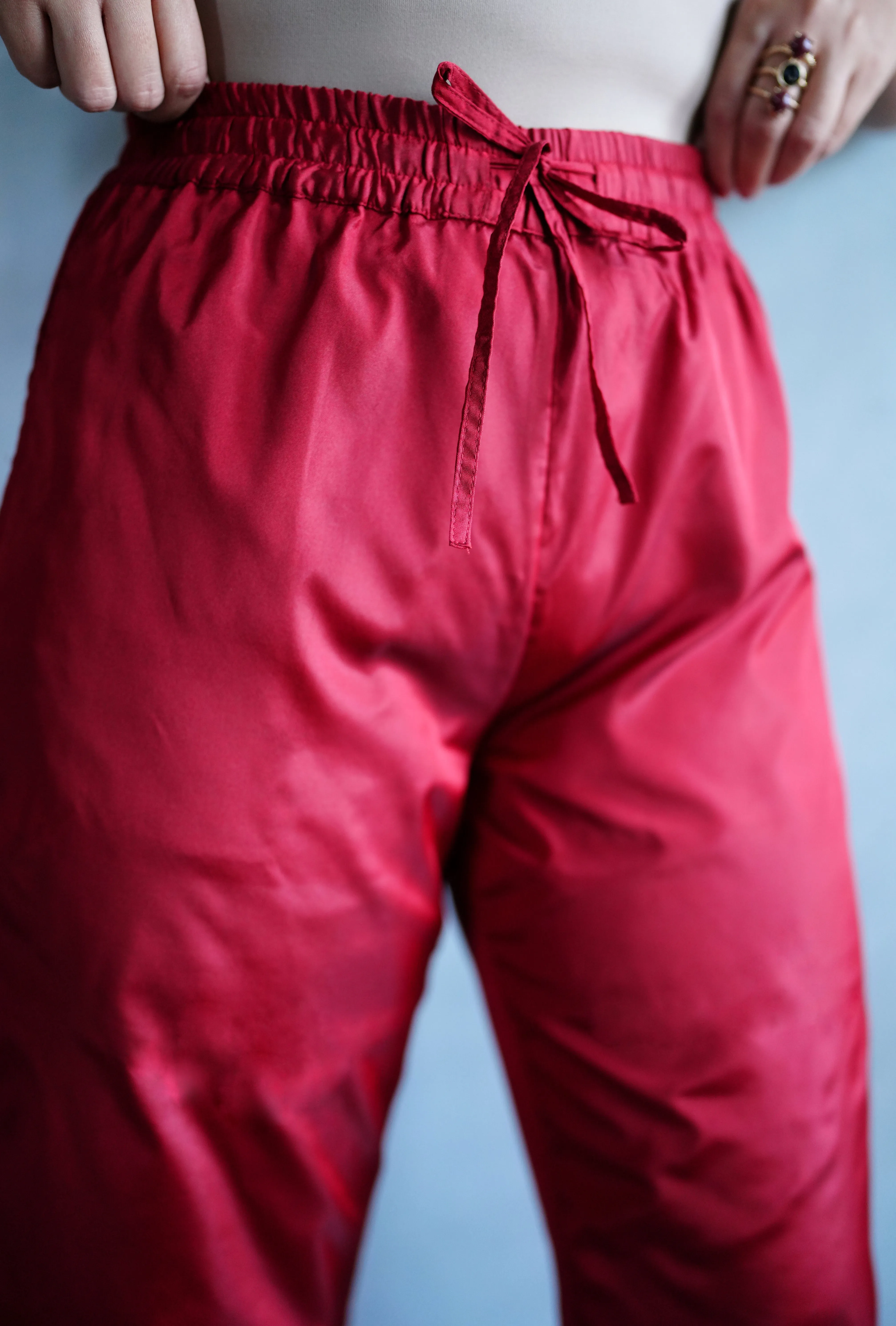 Nyla x Tyohaar | Crimson Red Art Silk Pants