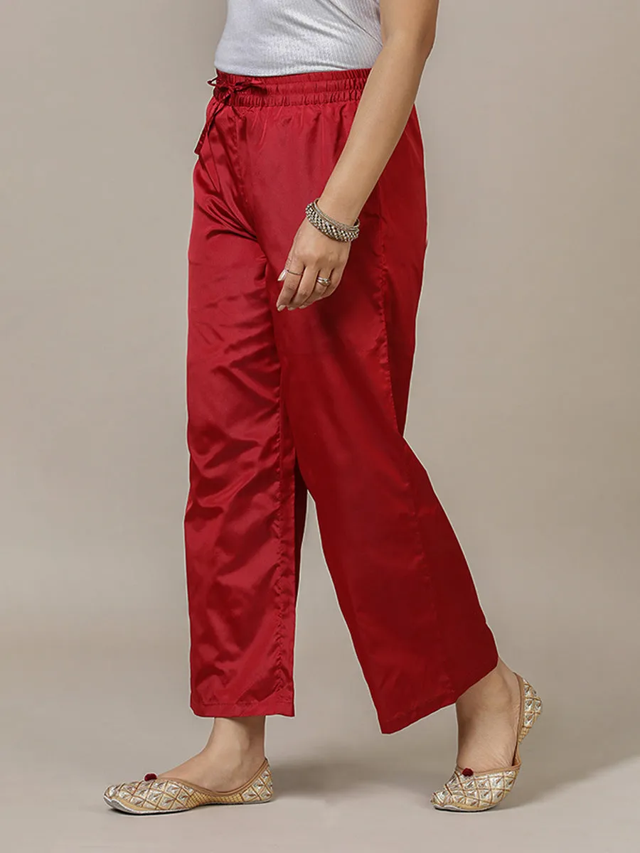 Nyla x Tyohaar | Crimson Red Art Silk Pants