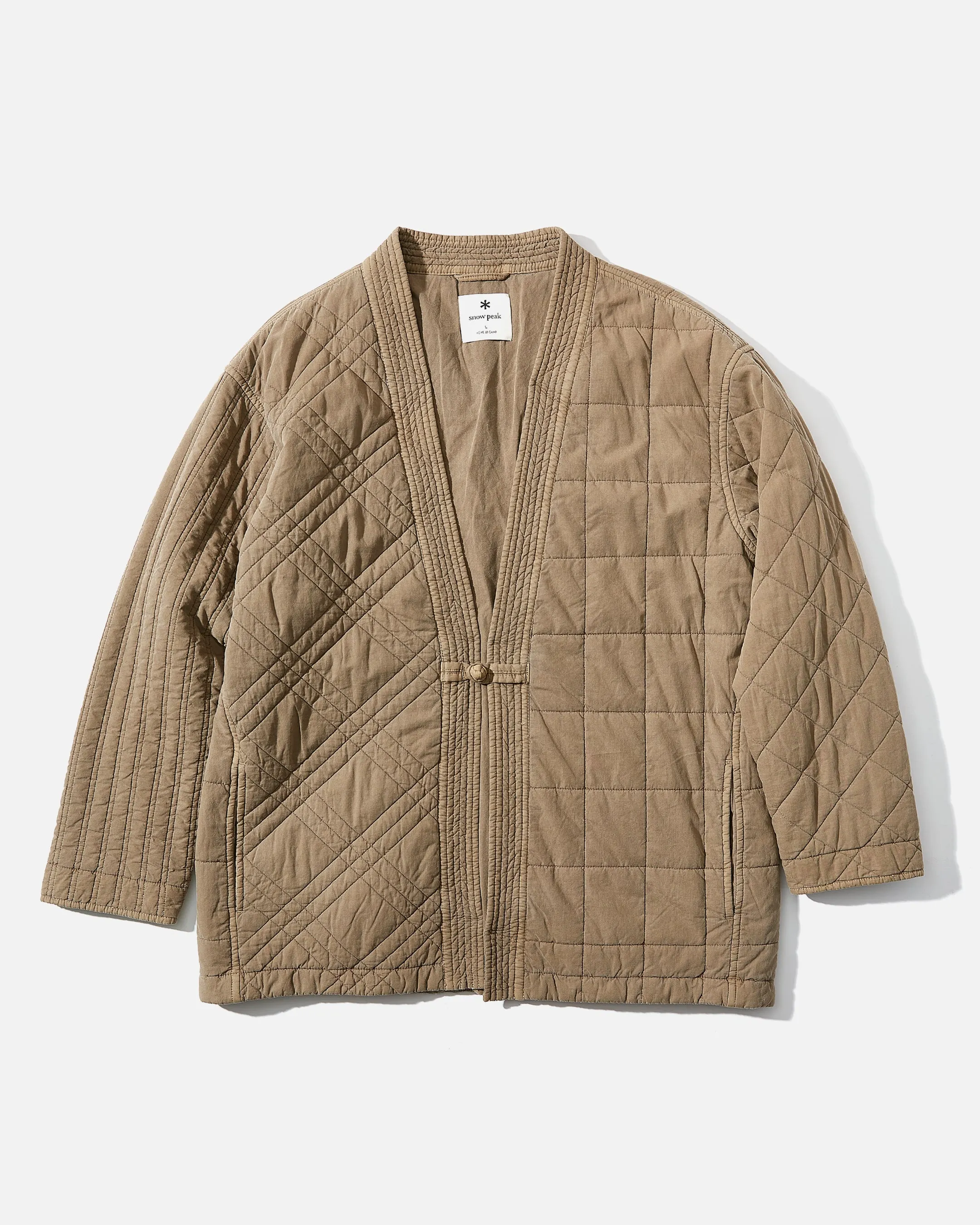 Patchwork Quilted Noragi Jacket - Brown