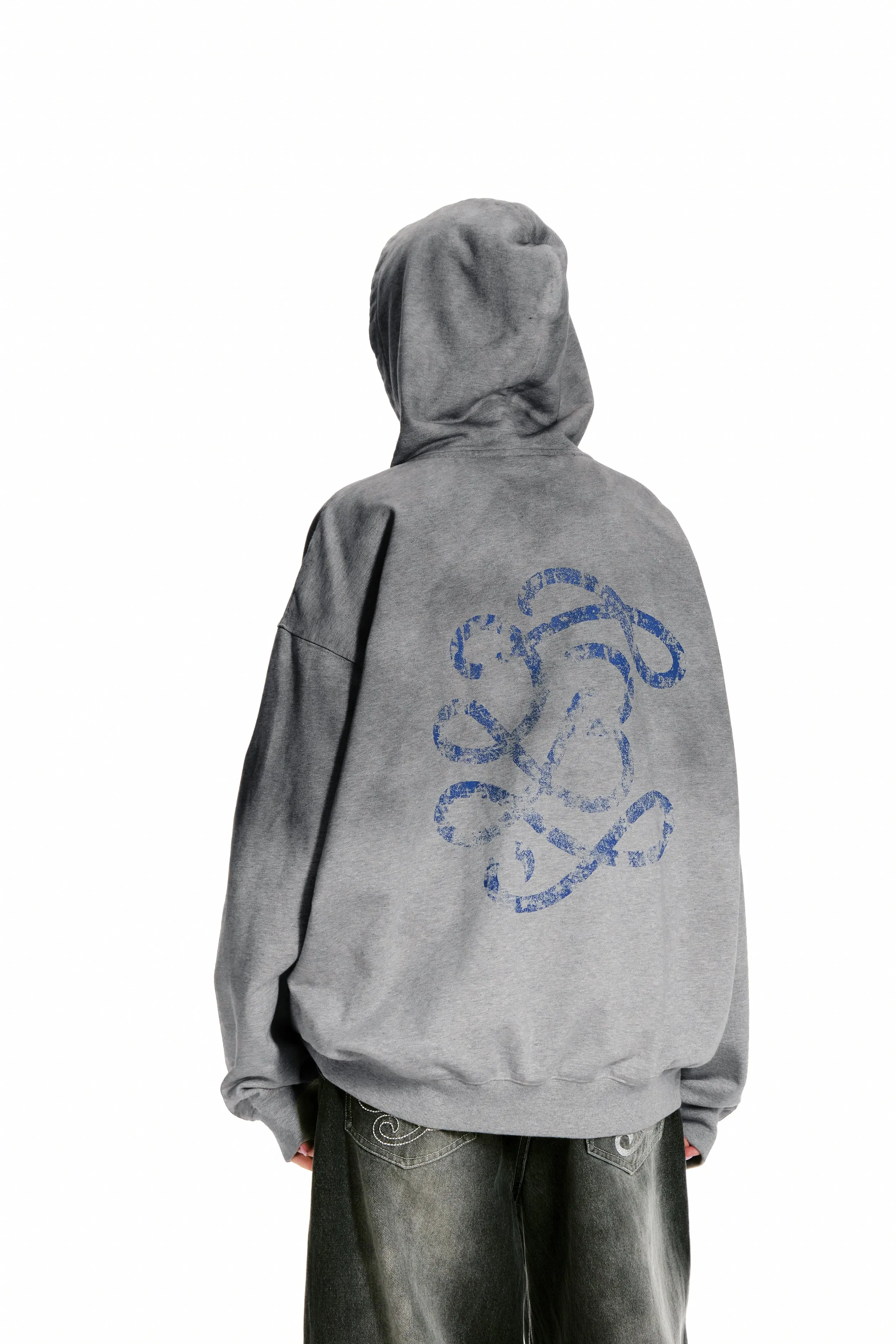 Printed Distressed Hoodie