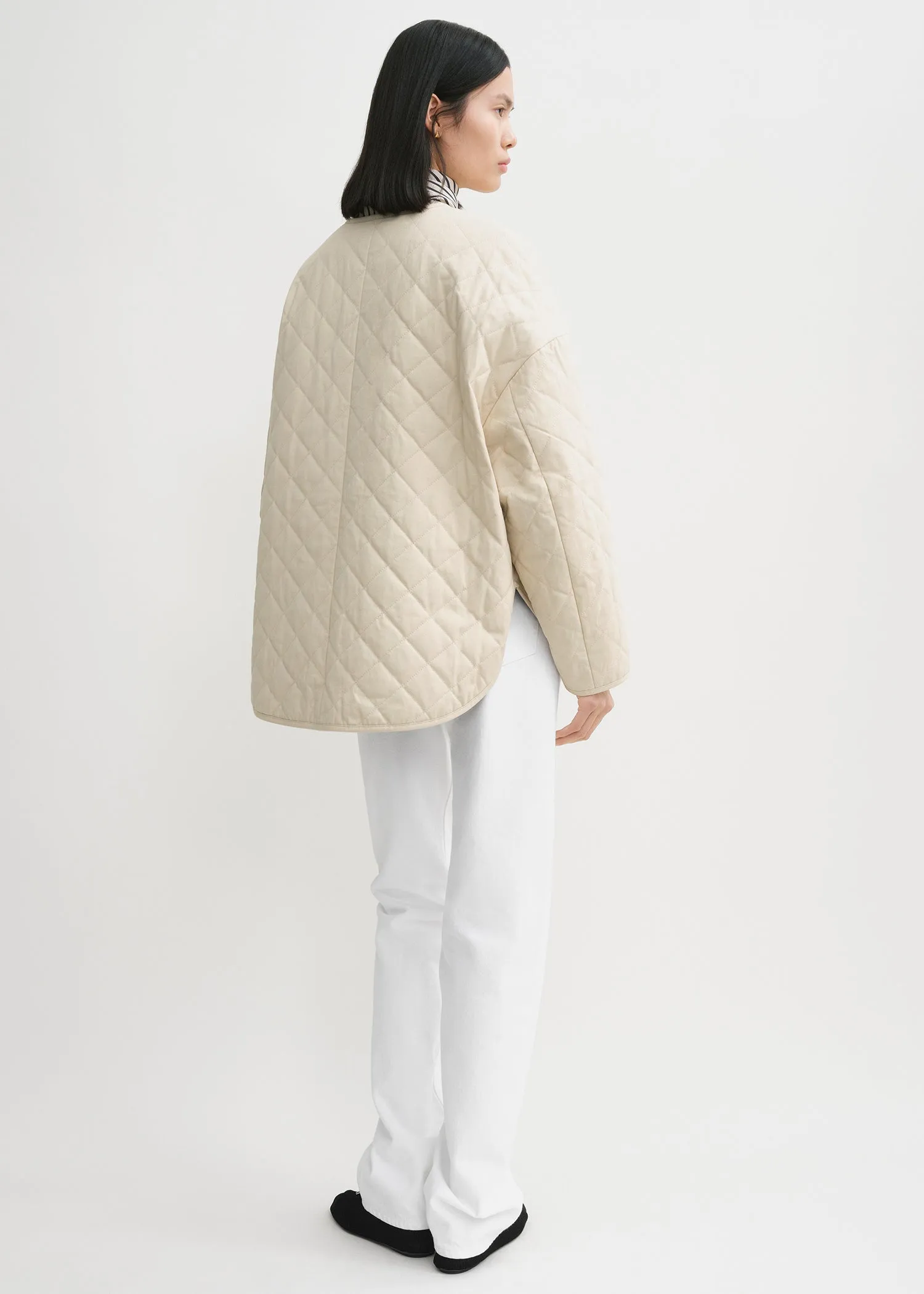 Quilted cotton canvas jacket light hay