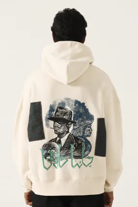 "CHINATOWN" PRINTED BEIGE HOODIE