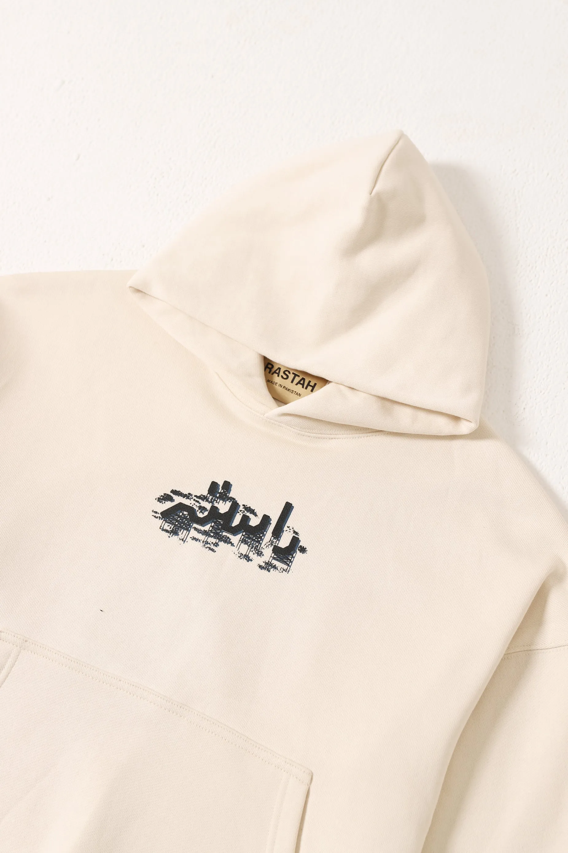 "CHINATOWN" PRINTED BEIGE HOODIE