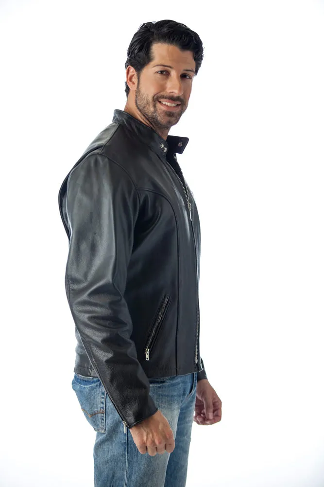 REED Men's Premium Quality Leather Motorcycle Coat Made in USA