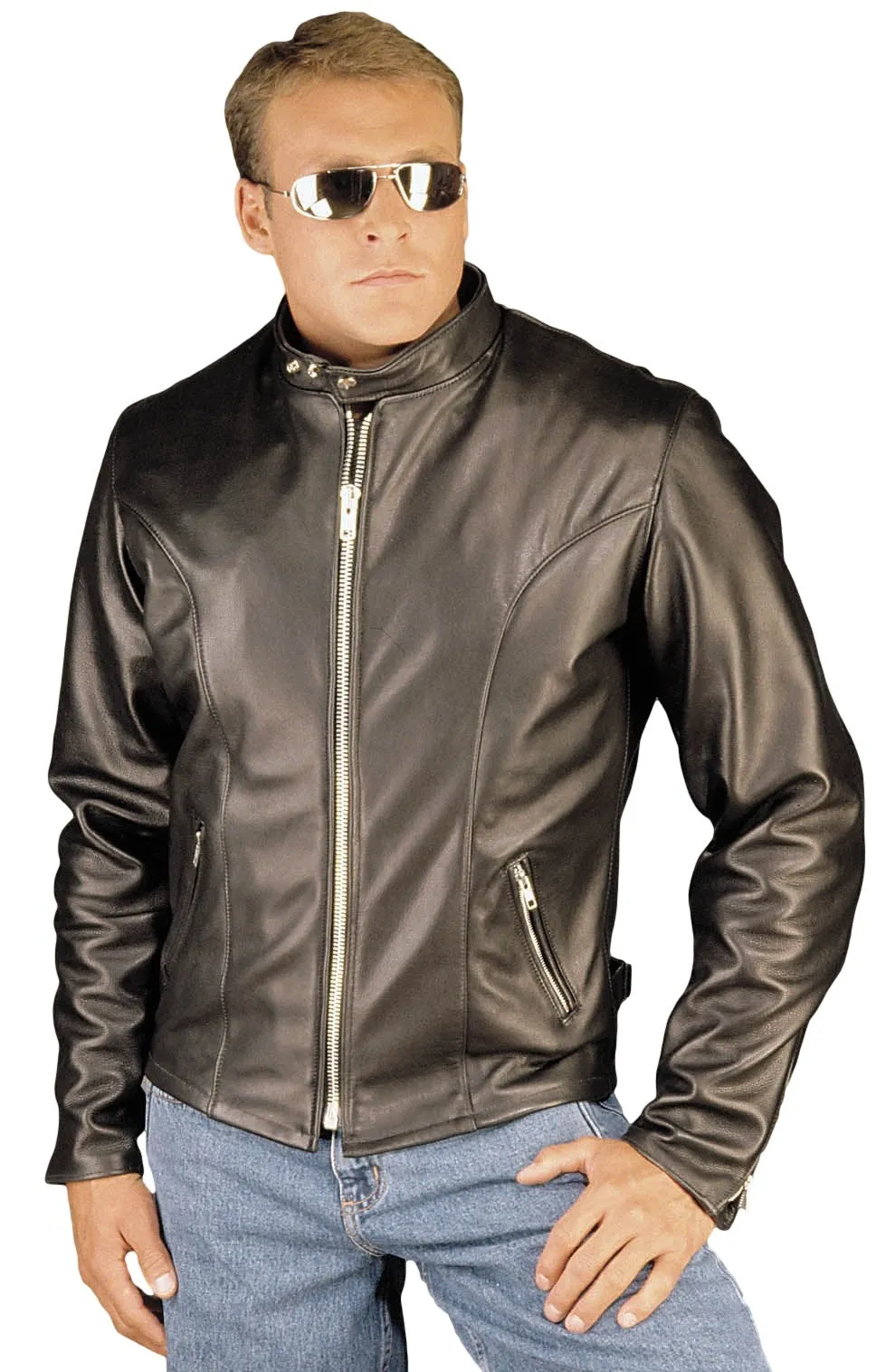 REED Men's Premium Quality Leather Motorcycle Coat Made in USA