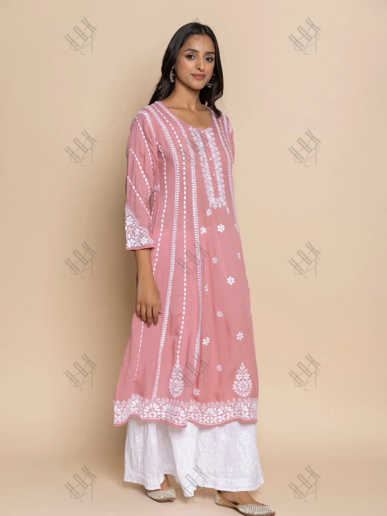 Shivani in Fizaa Pink Modal Chikankari Kurta