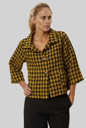 Short Houndstooth Jacket in Yellow-Black