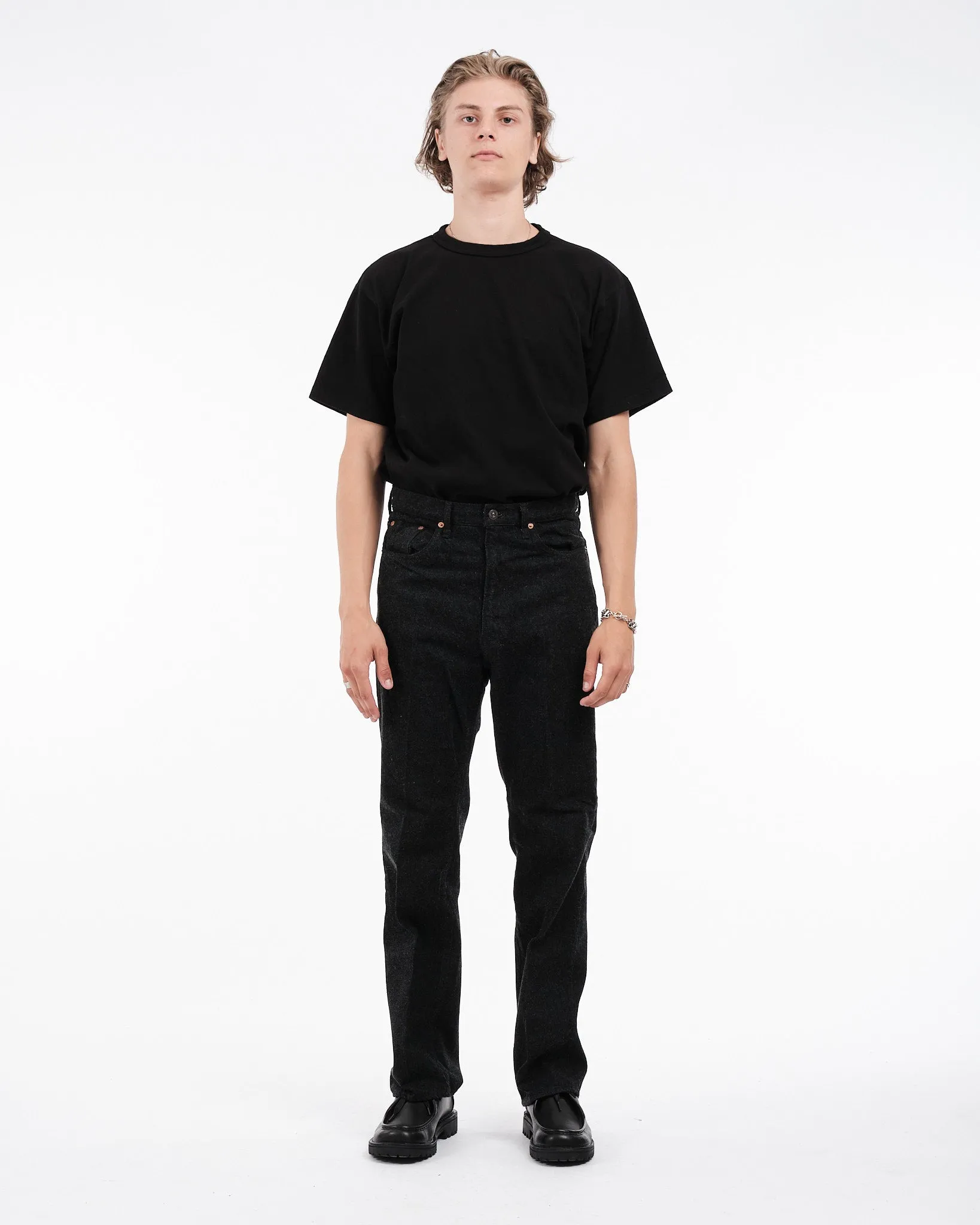 Skate Shoecut Denim Pants Black One Wash