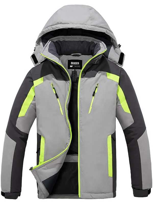 Skieer Men's Ski Jacket Waterproof Winter Snow Coat Windproof Snowboarding Jackets Warm Raincoat