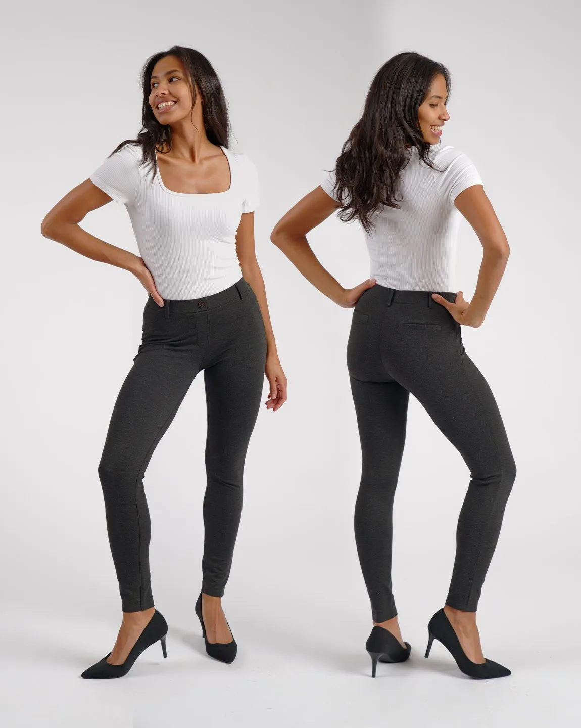 Skinny-Leg | Classic Dress Pant Yoga Pants (Charcoal)