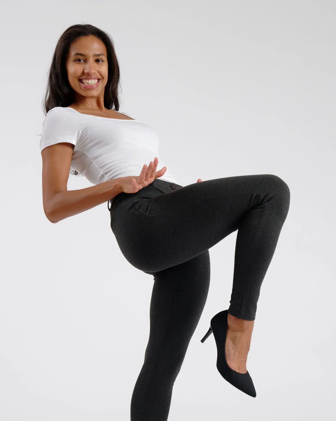 Skinny-Leg | Classic Dress Pant Yoga Pants (Charcoal)