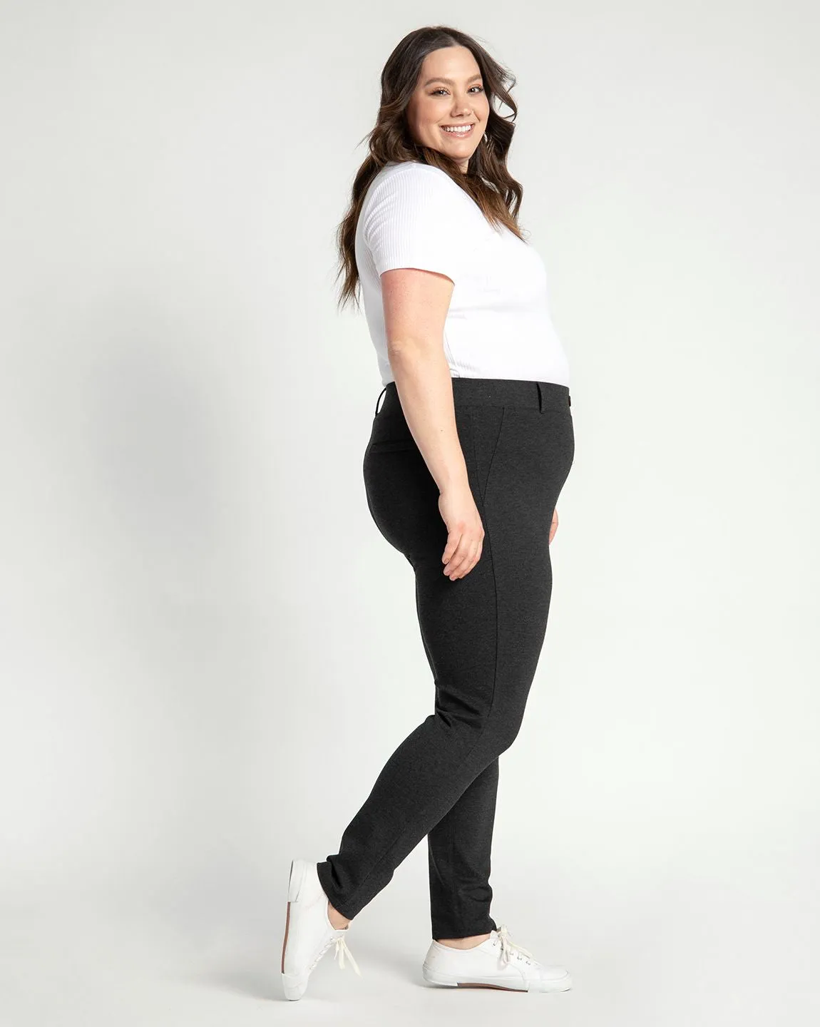 Skinny-Leg | Classic Dress Pant Yoga Pants (Charcoal)