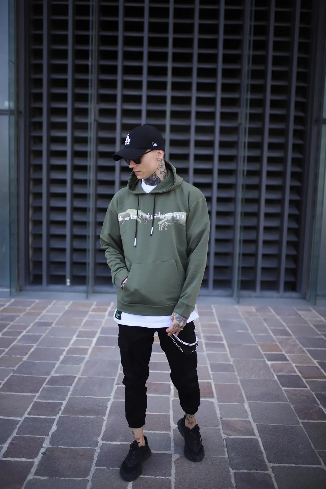 Sneakerjeans Khaki Printed Hoodie KB006